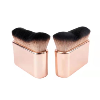 2021New Arrivals Pink Polygon Professional Kabuki Makeup Foundation Flat Brush Private Label Valentine