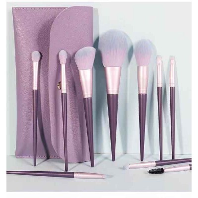 Wholesale cosmetic brushes10 piece professional luxury makeup brushes purple handle custom brushes makeup kits with bag