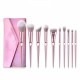 10pcs Rose golden Glitter Handle crystal diamond foundation brush set with PU bag makeup brushes