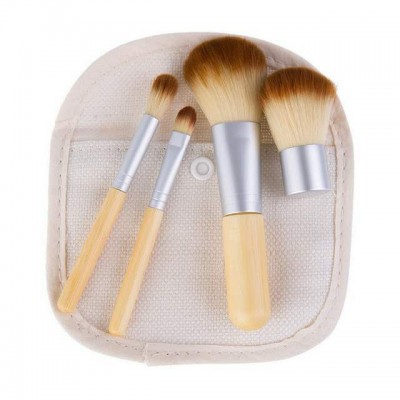 4pcs bamboo handle makeup brush set, eye shadow brush and blush brush, makeup beauty tools