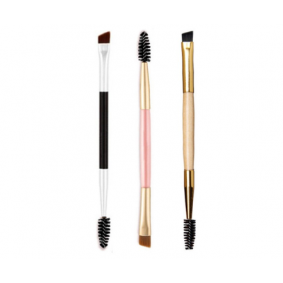 Hot Sell Fashion Women Double Head Angled Eyebrow Makeup Eyelash Spoolie Brush Cosmetic Brush